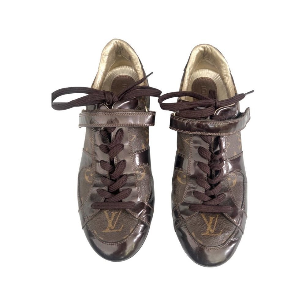 Louis Vuitton Monogram Canvas and Patent Leather Globe Trotter sneakers 38